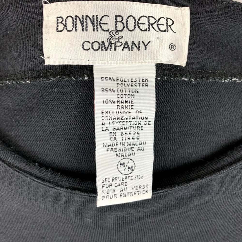 VINTAGE 80s Bonnie Boerer & Company Black Floral Beaded Top - Picture 11 of 13